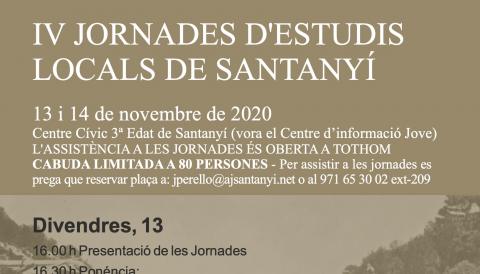 IV JORNADES D'ESTUDIS LOCALS DE SANTANYÍ 2020